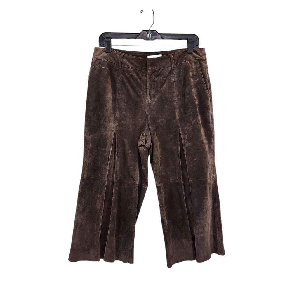 Yvonne & Marie Vintage Women's Leather Pleat Front Wide Leg Capris Pants - 10